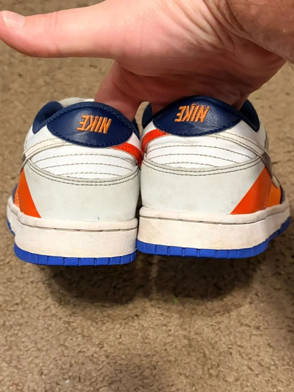 Nike Dunk Low SE Upside Down (GS) White Silver Navy Sneakers Size 6Y Womens 7.5